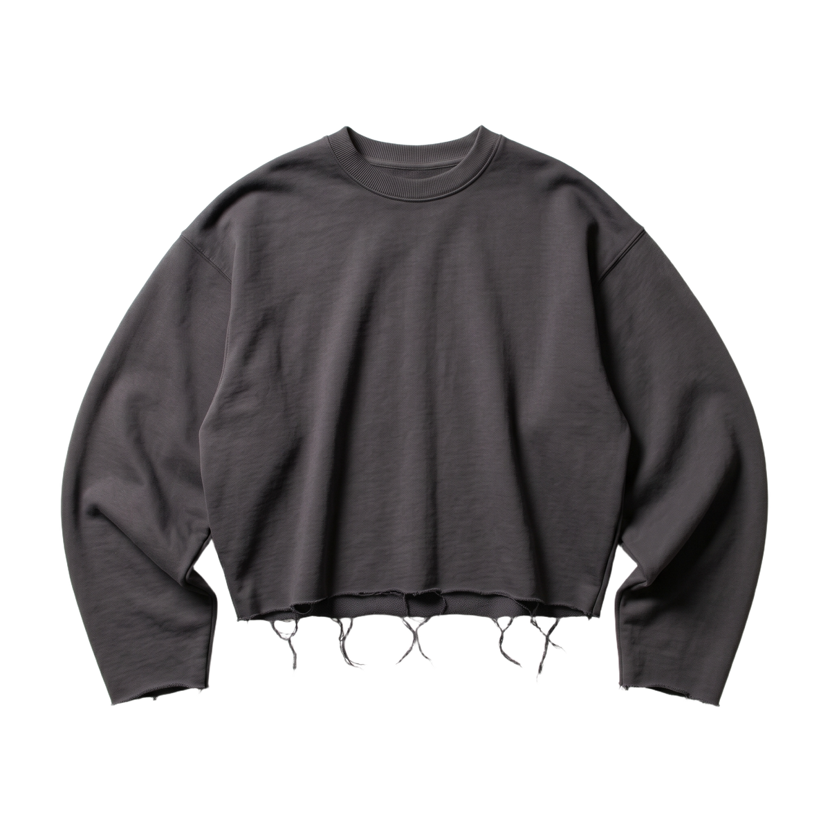 Dark Grey Shredded Crewneck
