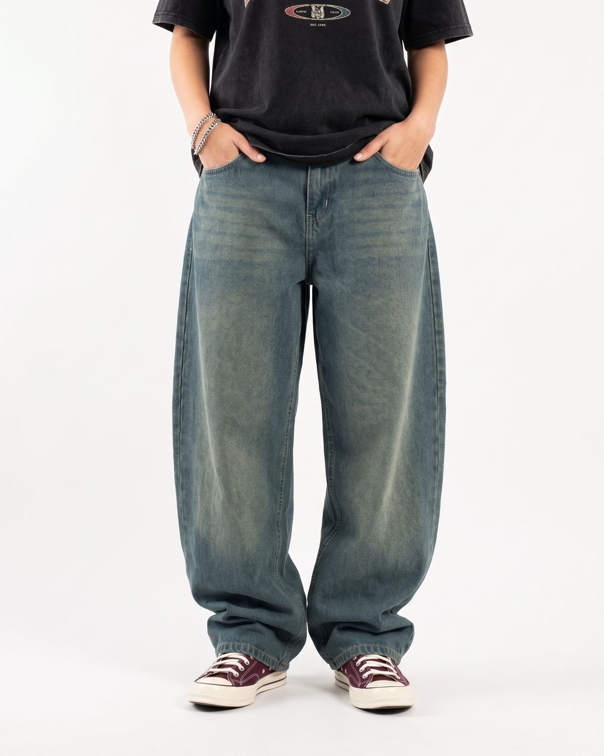 Acid Wash Balloon Jeans