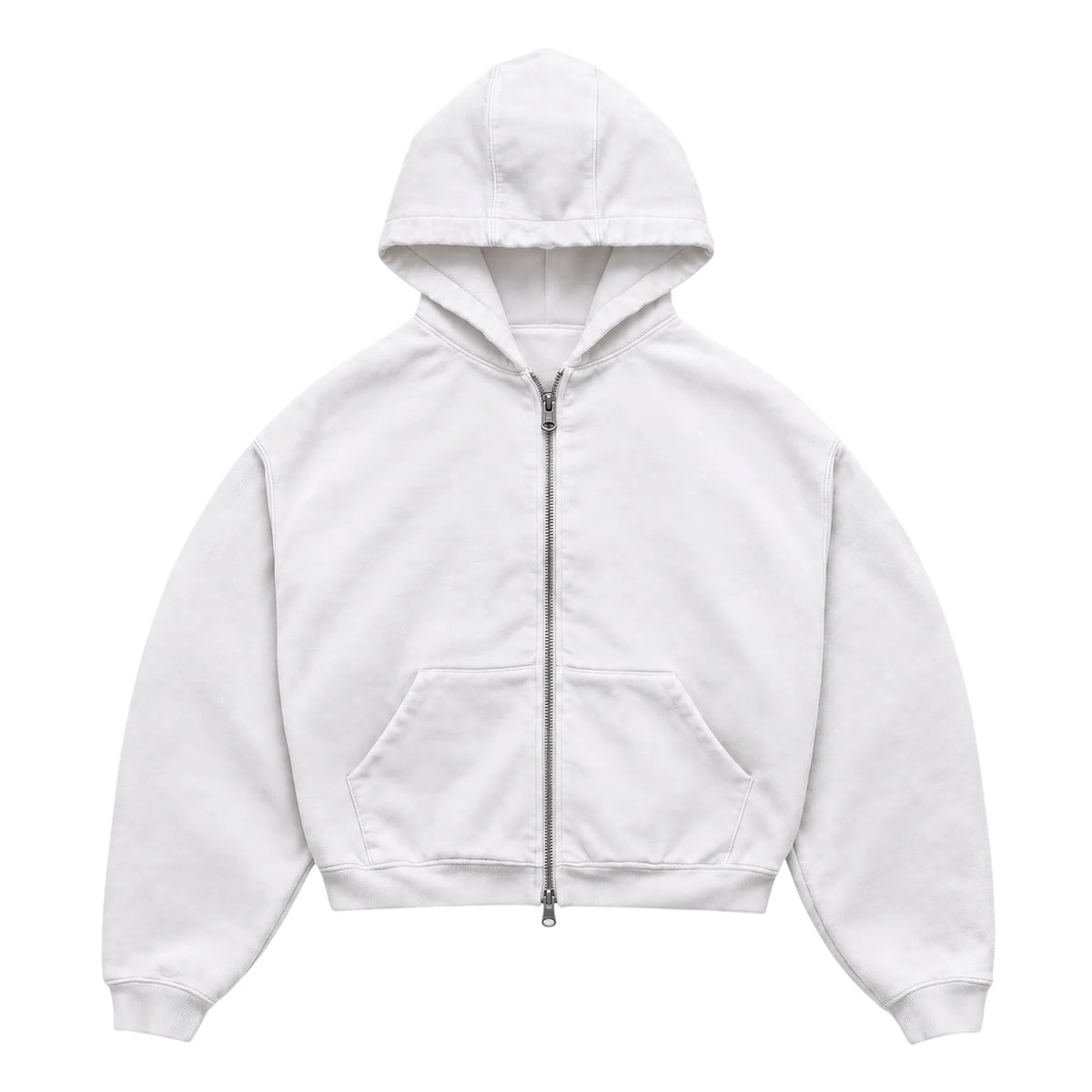 White Boxy Fit Zip-up