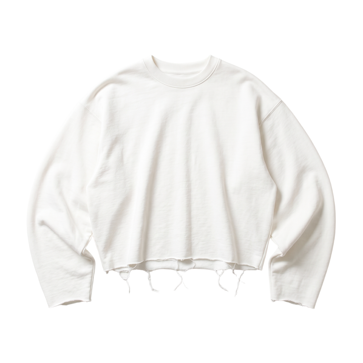 White Shredded Crewneck